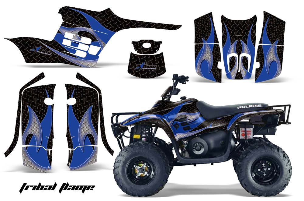 Polaris Trailboss 330 ATV Graphic Kit - 2004-2009 Tribal Flame Blue
