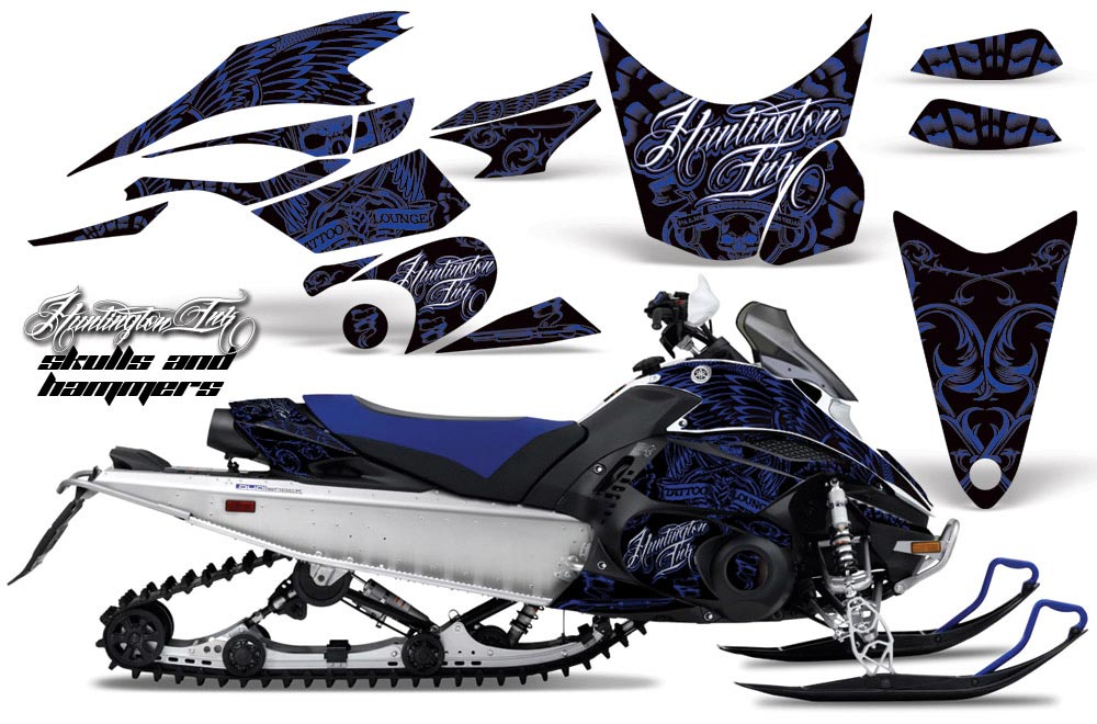 Yamaha FX Nytro Sled Graphic Kit - 2008-2014 Skulls N Hammers Blue