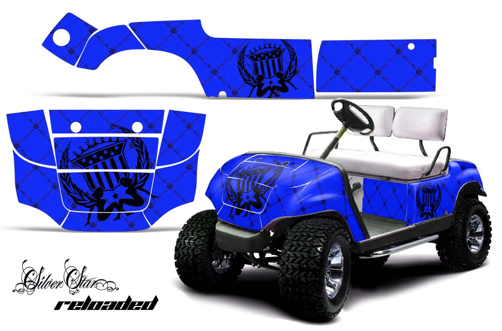 Yamaha G-Series Golf Cart Graphic Kit - 1995-2006 Silver Star Blue