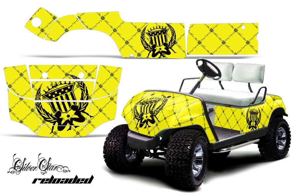 Yamaha G-Series Golf Cart Graphic Kit - 1995-2006 Silver Star Yellow