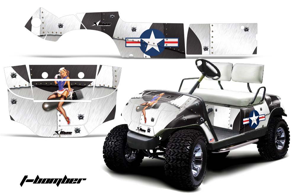 Yamaha G-Series Golf Cart Graphic Kit - 1995-2006 T Bomber White