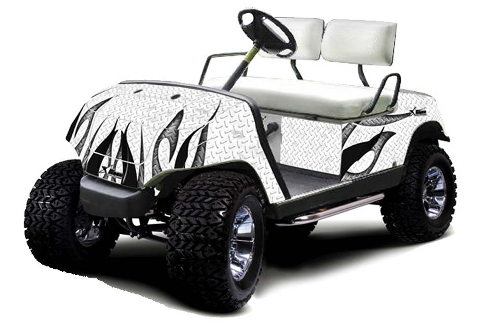 Yamaha G-Series Golf Cart Graphic Kit - 1995-2006 Tribal Flames White