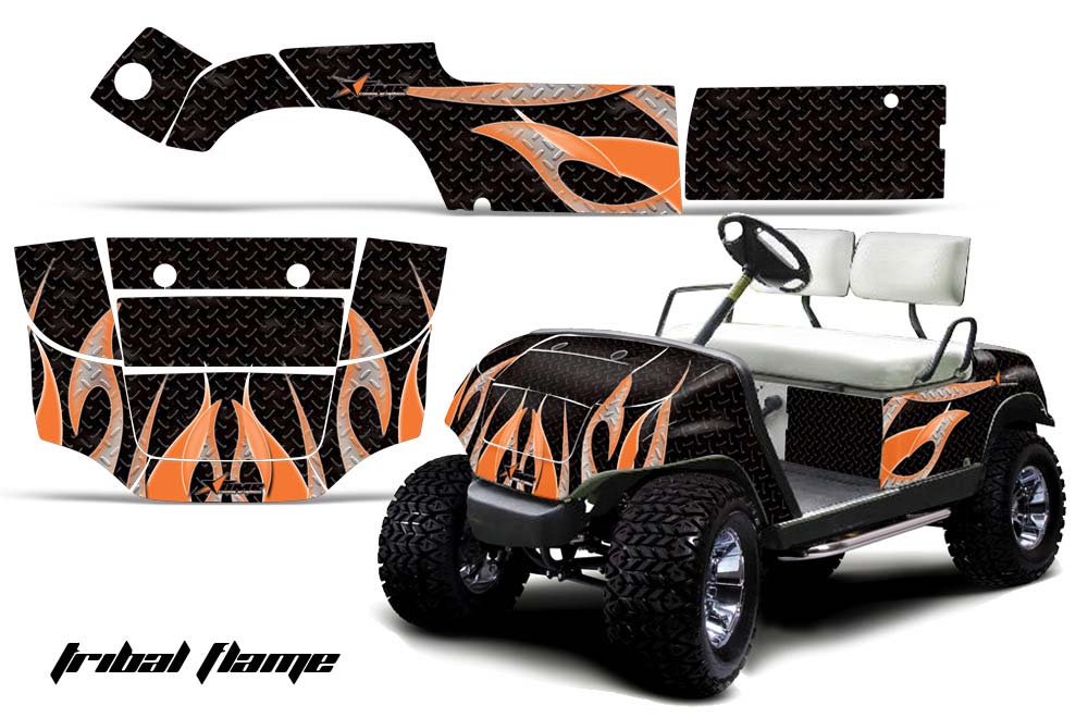 Yamaha G-Series Golf Cart Graphic Kit - 1995-2006 Tribal Flames Orange