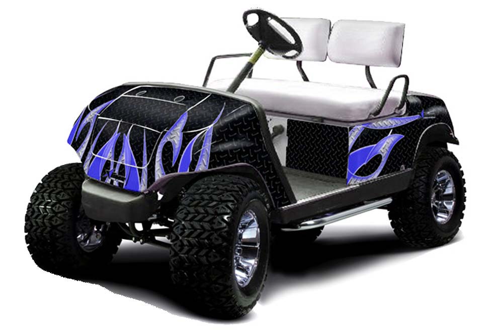 Yamaha G-Series Golf Cart Graphic Kit - 1995-2006 Tribal Flames Blue