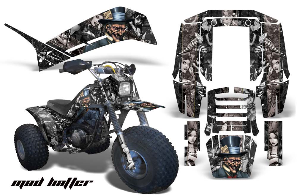 Yamaha Shaft DX 225 - 3 Wheeler ATV Graphic Kit - 1983-1985 Mad Hatter Black