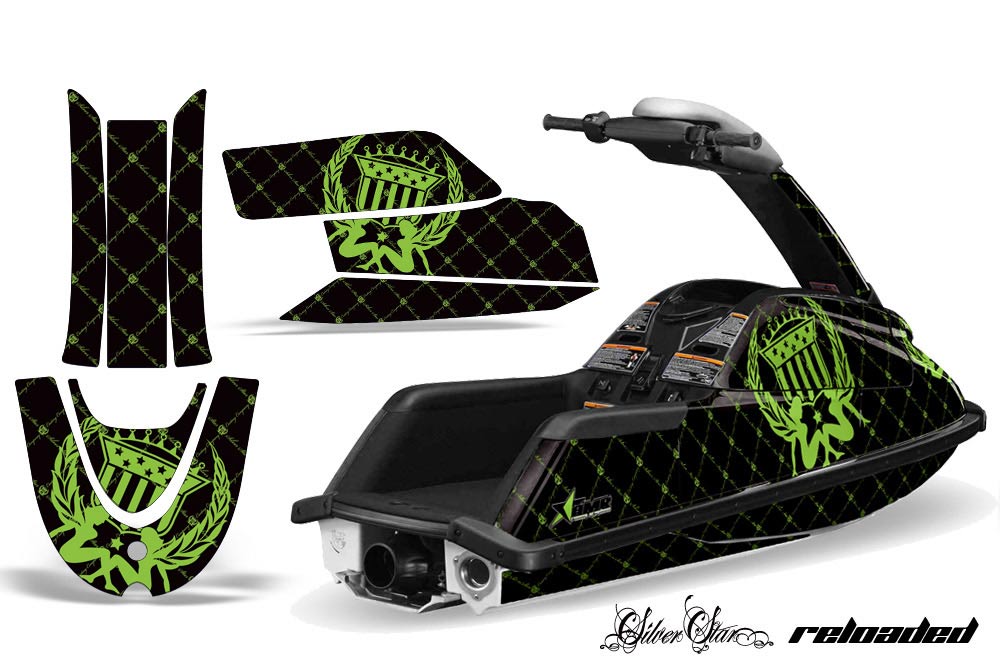Yamaha Superjet Freestyle Jet Ski Graphic Kit (Round Nose) All Years Silver Star - Reloaded Green