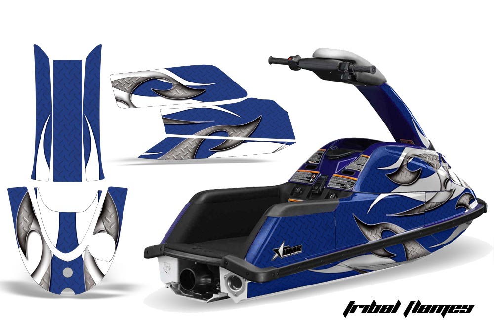 Yamaha Superjet Freestyle Jet Ski Graphic Kit (Round Nose) All Years Tribal Flames Blue