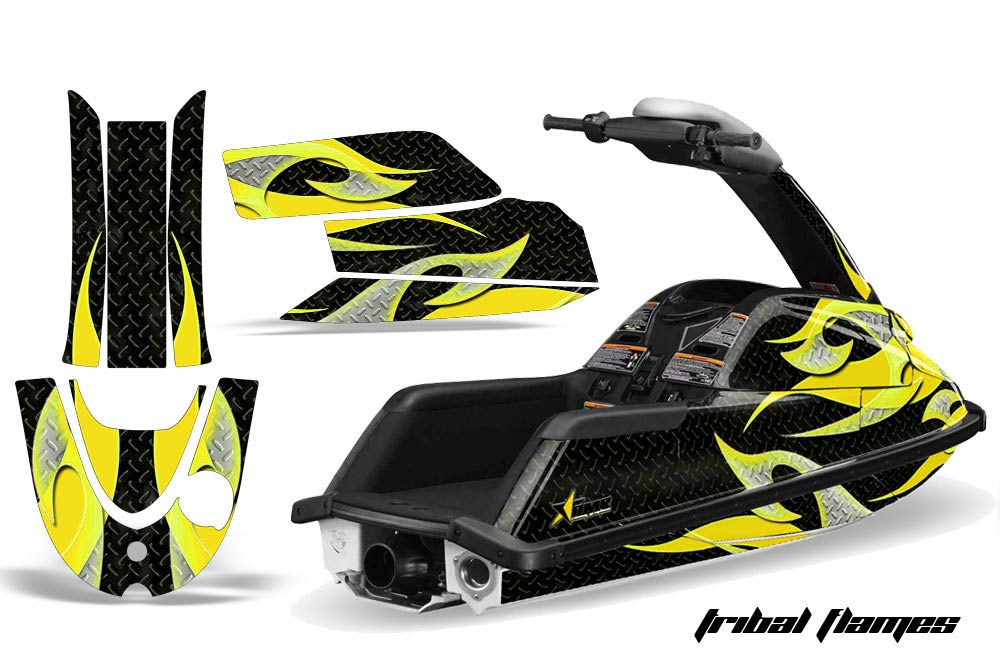 Yamaha Superjet Freestyle Jet Ski Graphic Kit (Round Nose) All Years Tribal Flames Yellow