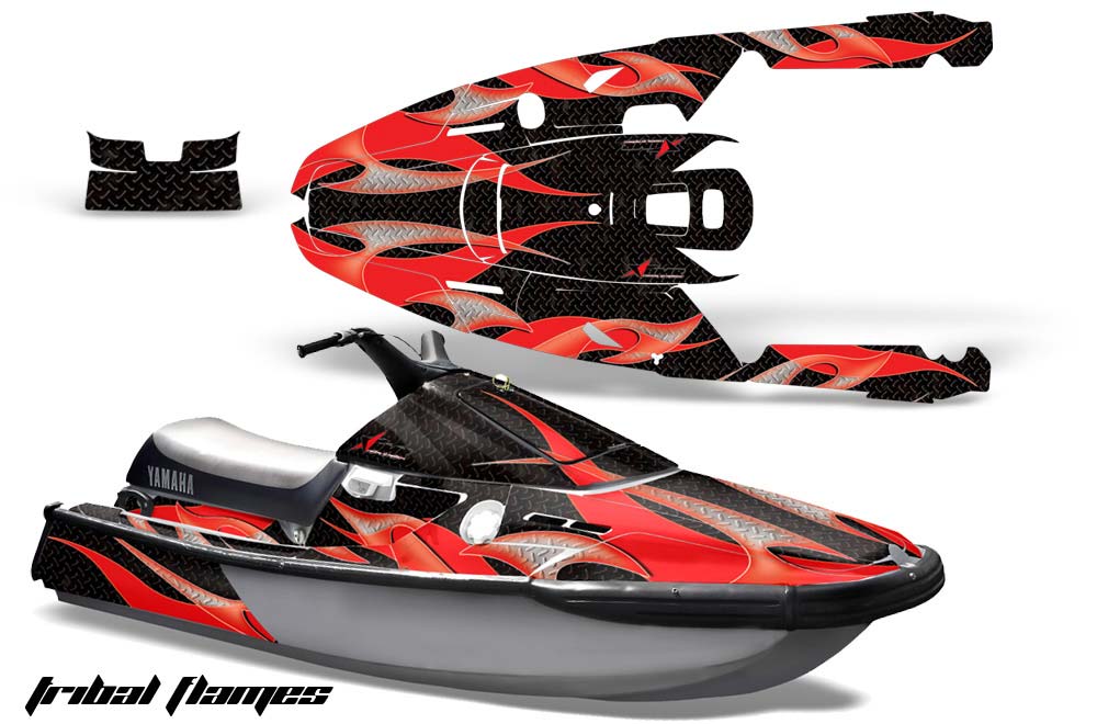 Yamaha Wave Runner 3 Jet Ski Graphic Kit - 1991-1996 Tribal Flames Red