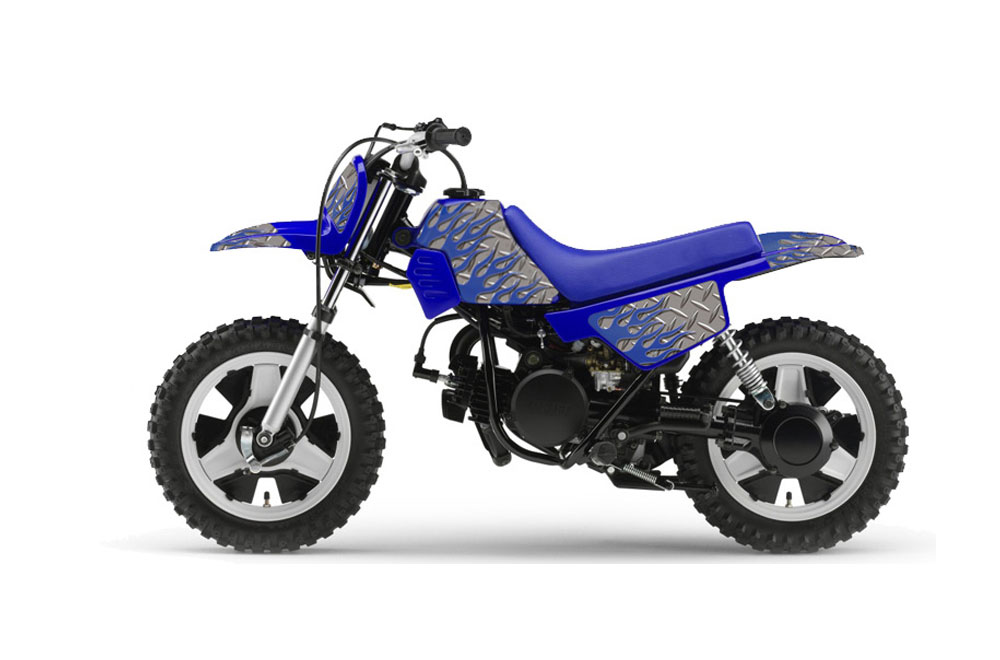 Yamaha PW50 Dirt Bike Graphic Kit - 1990-2022 Diamond Flames Silver