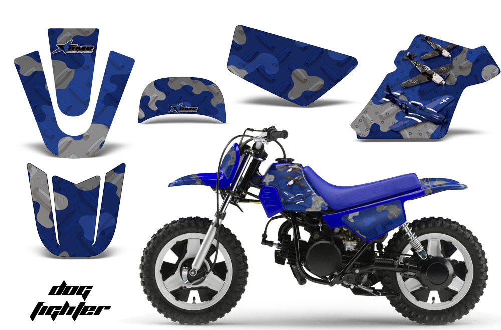 Yamaha PW80 Dirt Bike Graphic Kit - 1996-2006 Dog Fighter Blue