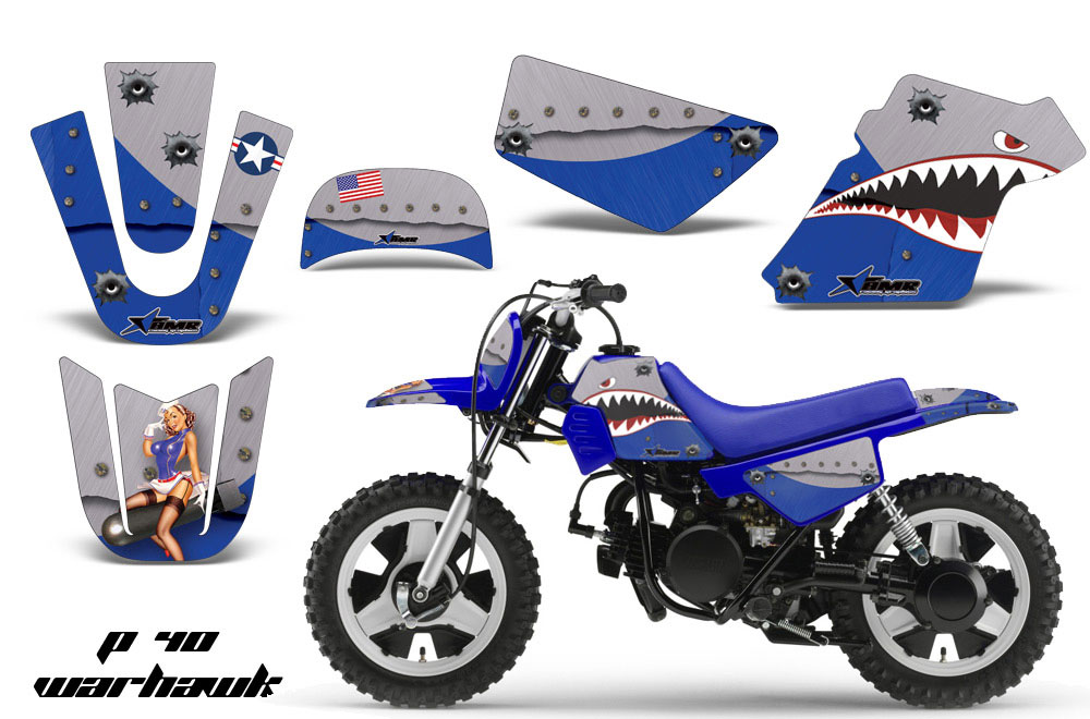 Yamaha PW80 Dirt Bike Graphic Kit - 1996-2006 P40 Warhawk Blue