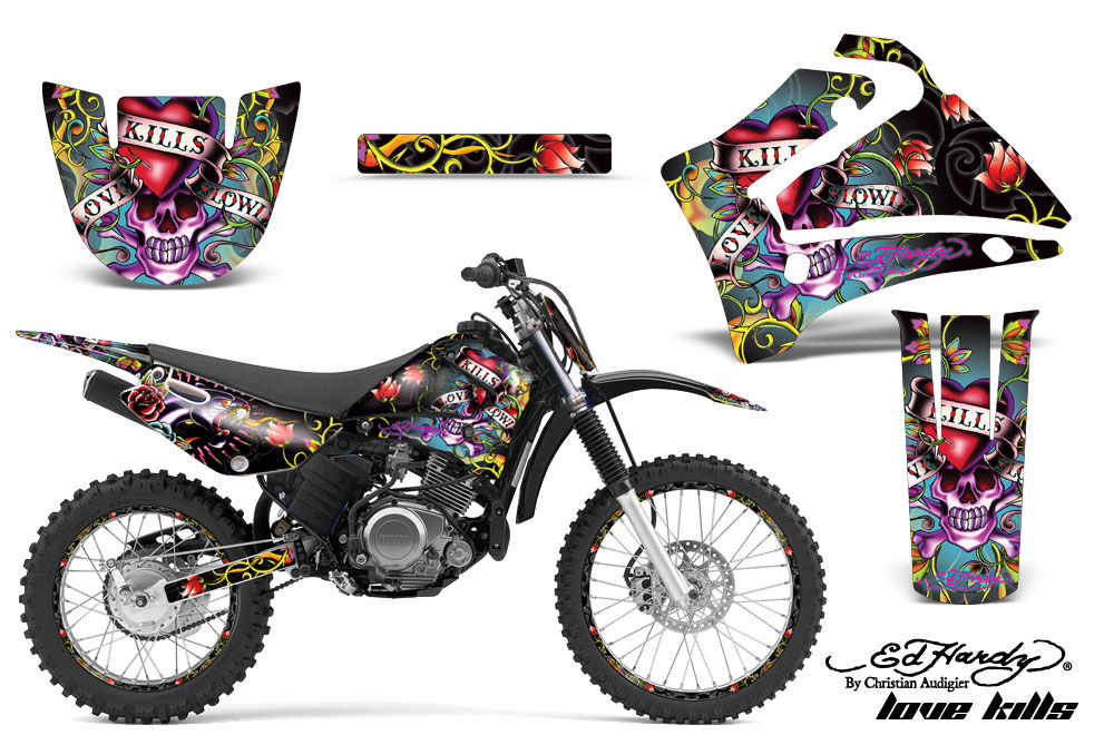 Yamaha TTR125 Dirt Bike Graphic Kit - 2000-2022 Ed Hardy - Love Kills Black