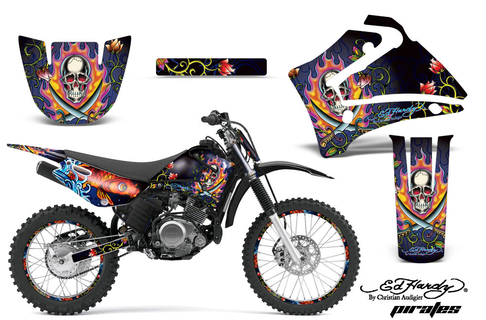 Yamaha TTR125 Dirt Bike Graphic Kit - 2000-2022 Ed Hardy - Pirates Black