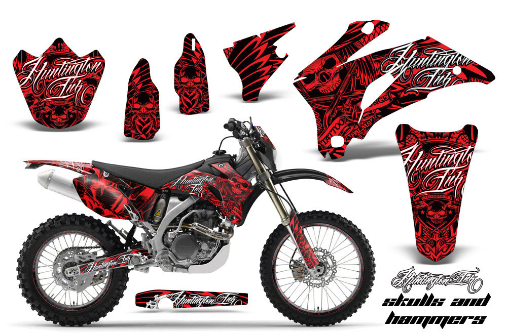Yamaha WR250F Dirt Bike Graphic Kit - 2007-2014 Skulls and Hammers Red