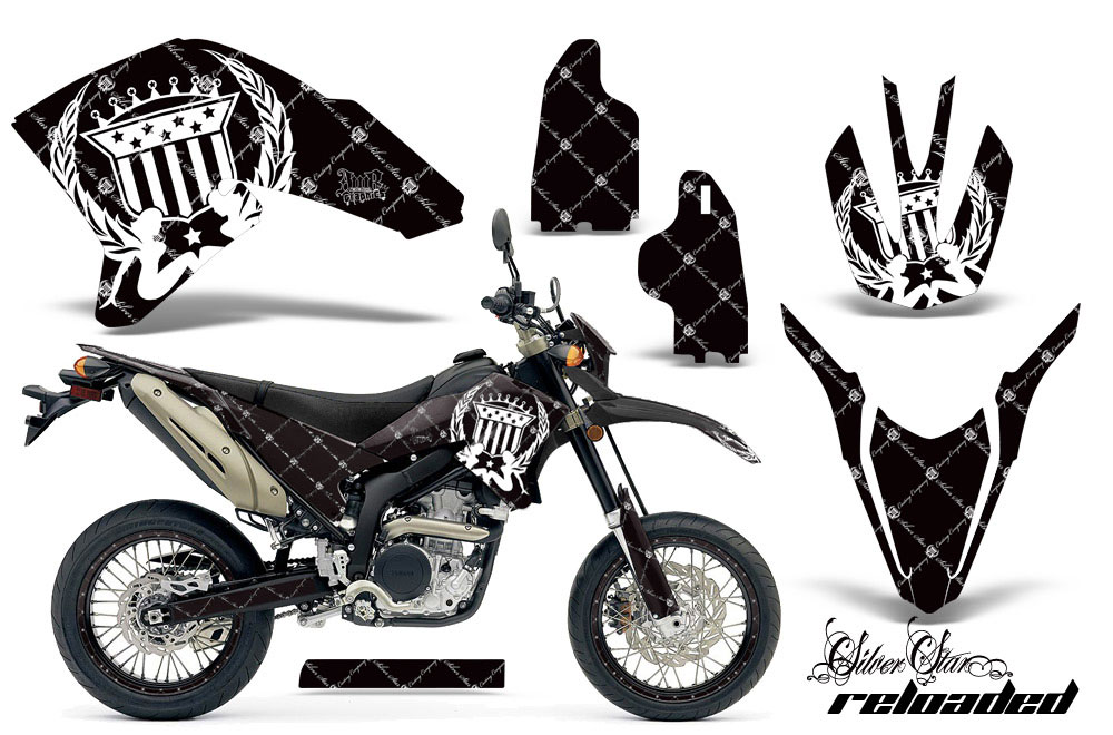 Yamaha WR250 R/X Dirt Bike Graphic Kit - 2007-2016 Silver Star - Reloaded Black