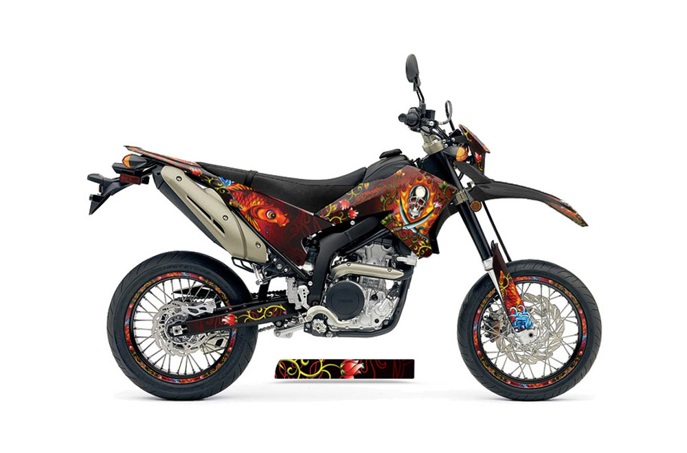 Yamaha WR250 R/X Dirt Bike Graphic Kit - 2007-2016 Ed Hardy - Pirates Red