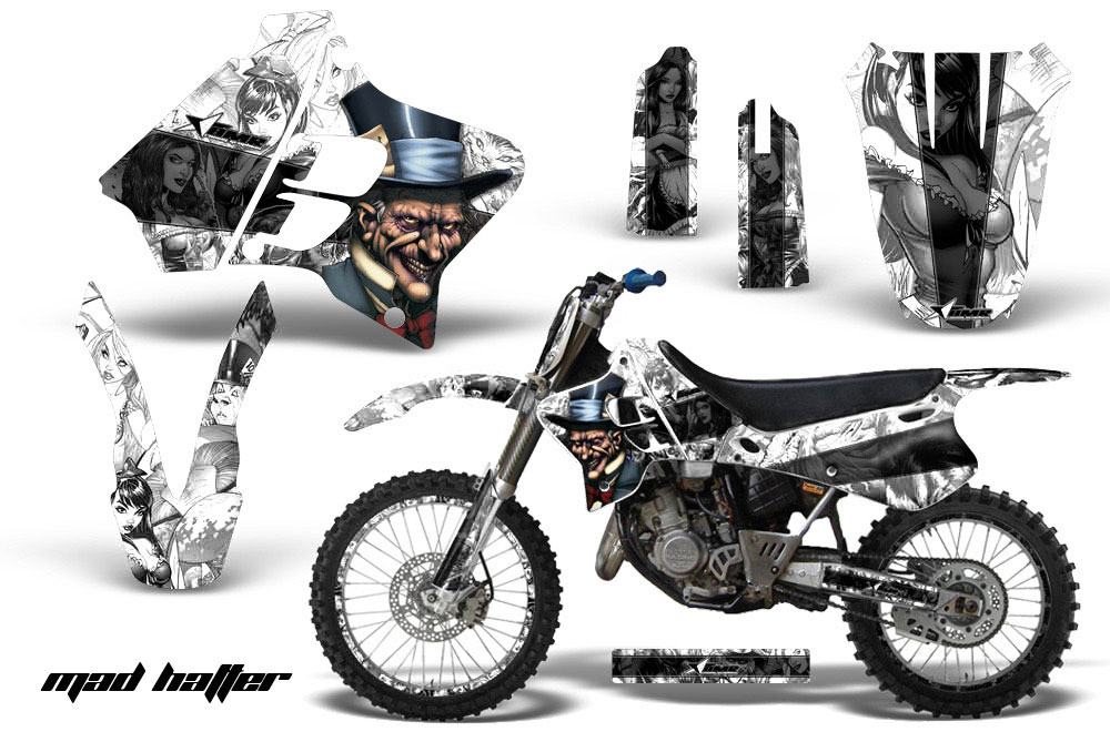 Yamaha YZ250 2 Stroke Dirt Bike Graphic Kit - 1993-1995 Mad Hatter White