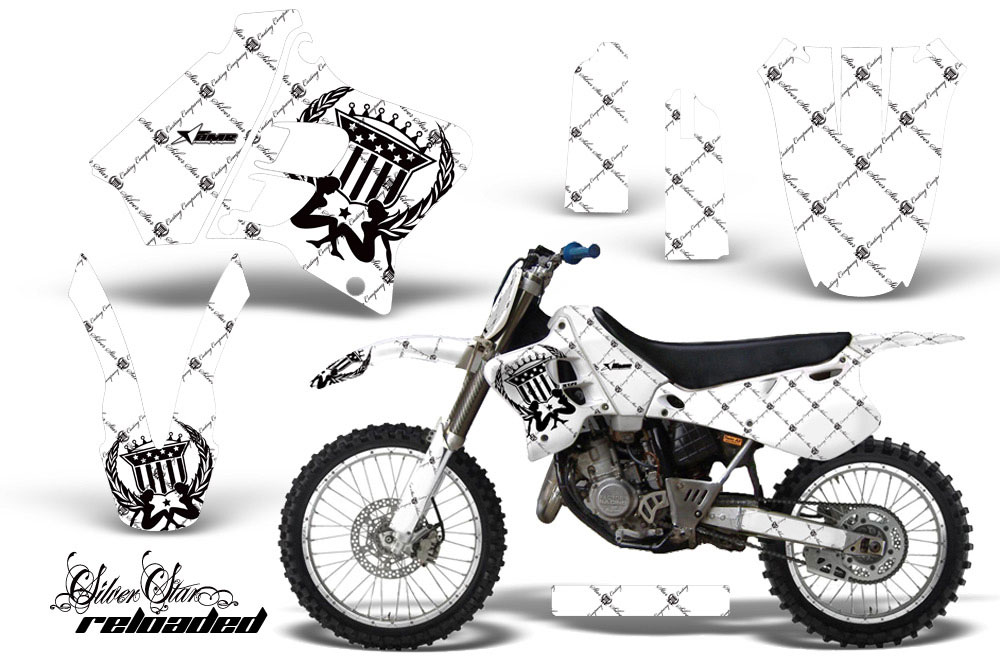 Yamaha YZ250 2 Stroke Dirt Bike Graphic Kit - 1993-1995 Silver Star - Reloaded White