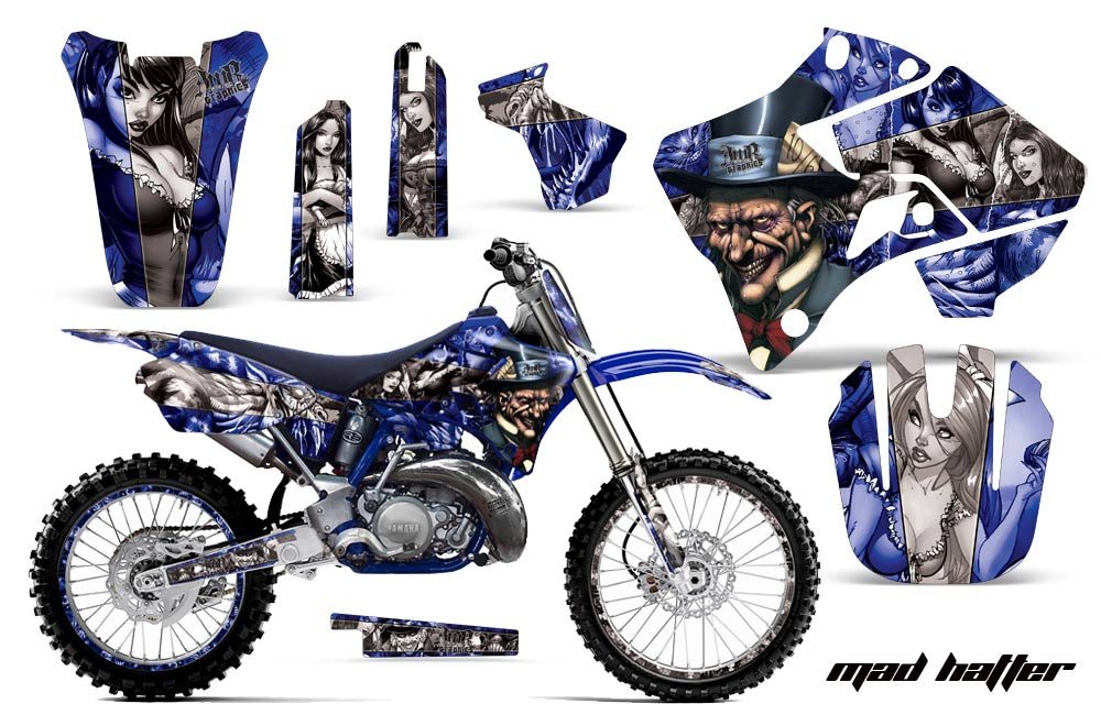 Yamaha YZ250 2 Stroke Dirt Bike Graphic Kit - 1996-2001 Mad Hatter Silver