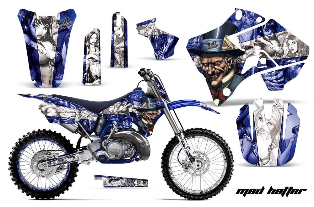 Yamaha YZ250 2 Stroke Dirt Bike Graphic Kit - 1996-2001 Mad Hatter White