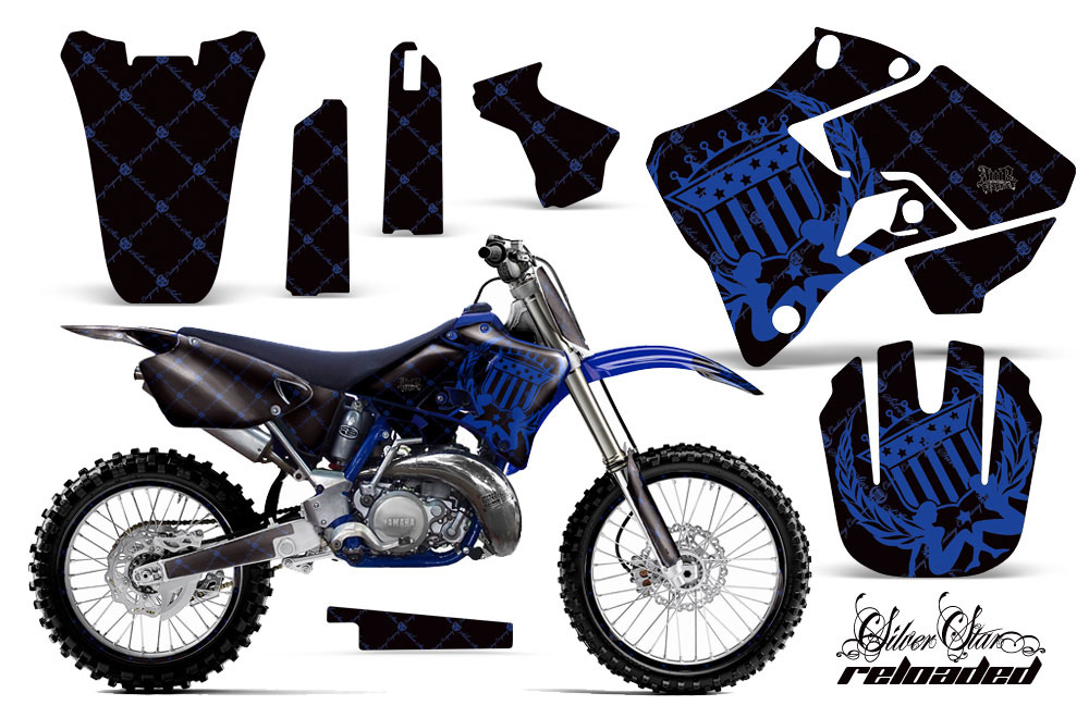 Yamaha YZ250 2 Stroke Dirt Bike Graphic Kit - 1996-2001 Silver Star - Reloaded Blue