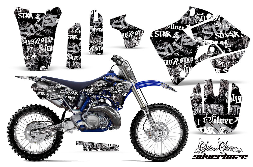Yamaha YZ250 2 Stroke Dirt Bike Graphic Kit - 1996-2001 Silver Star - Silverhaze White