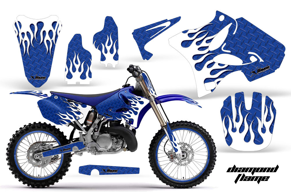 Yamaha YZ125 2 Stroke Dirt Bike Graphic Kit - 2002-2014 Diamond Flame Blue.
