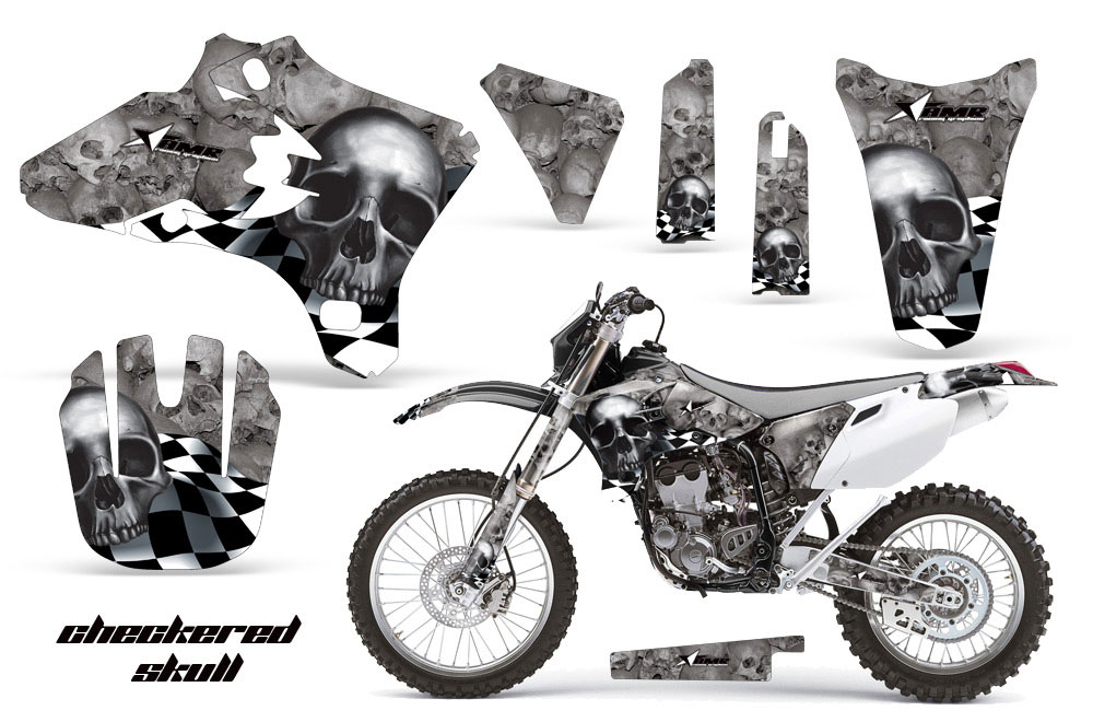 Yamaha YZ250 F Dirt Bike Graphic Kit - 2003-2005 Checkered Skull Black