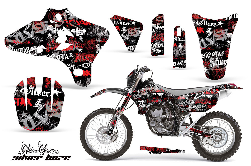 Yamaha YZ250 F Dirt Bike Graphic Kit - 2003-2005 Silver Star - Silverhaze Red
