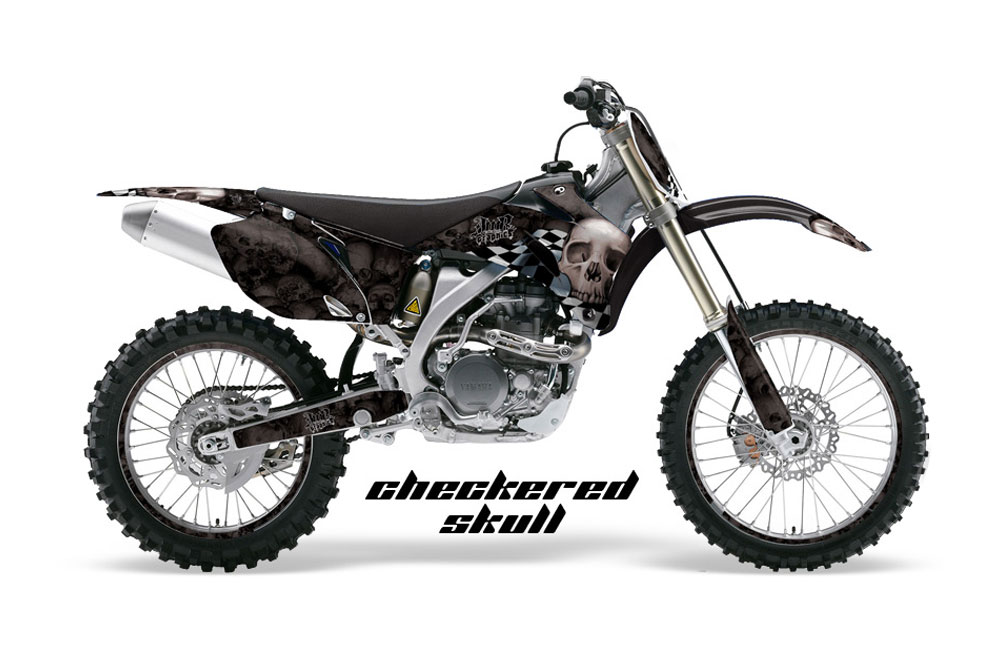 Yamaha YZ250F / YZ450F Dirt Bike Graphic Kit - 2006-2009 Checkered Skull Silver