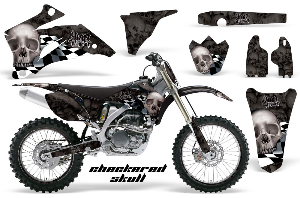 Yamaha YZ250F / YZ450F Dirt Bike Graphic Kit - 2006-2009 Checkered Skull Silver