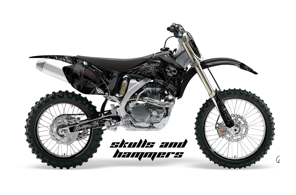 Yamaha YZ250F / YZ450F Dirt Bike Graphic Kit - 2006-2009 Skulls and Hammers Black