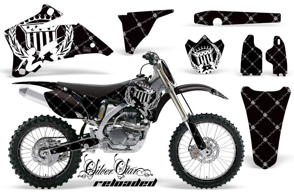 Yamaha YZ250F / YZ450F Dirt Bike Graphic Kit - 2006-2009 Silver Star - Reloaded Black