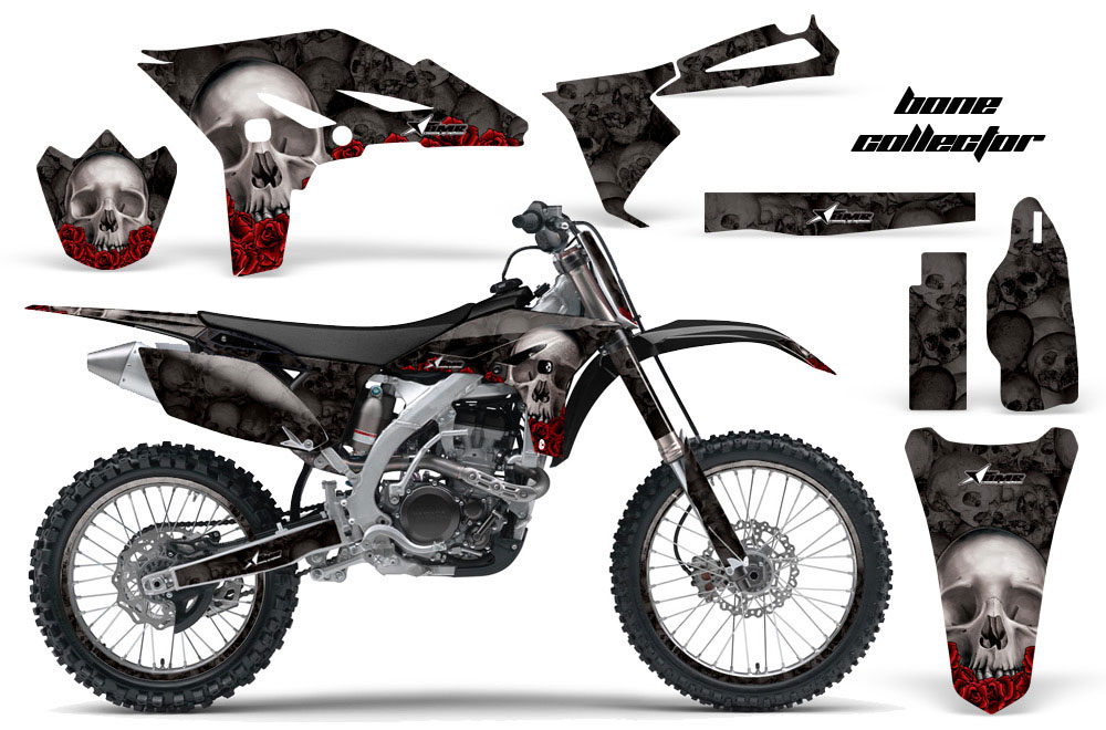 Yamaha YZ250 F 4 Stroke Dirt Bike Graphic Kit - 2010-2013 Bone Collector Black
