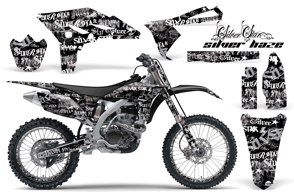 Yamaha YZ250 F 4 Stroke Dirt Bike Graphic Kit - 2010-2013 Silver Star - Silverhaze Black
