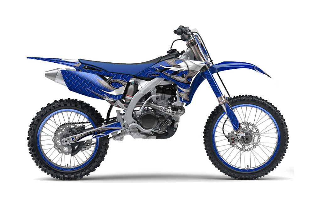Yamaha YZ250 F 4 Stroke Dirt Bike Graphic Kit - 2010-2013 Tribal Flames Blue