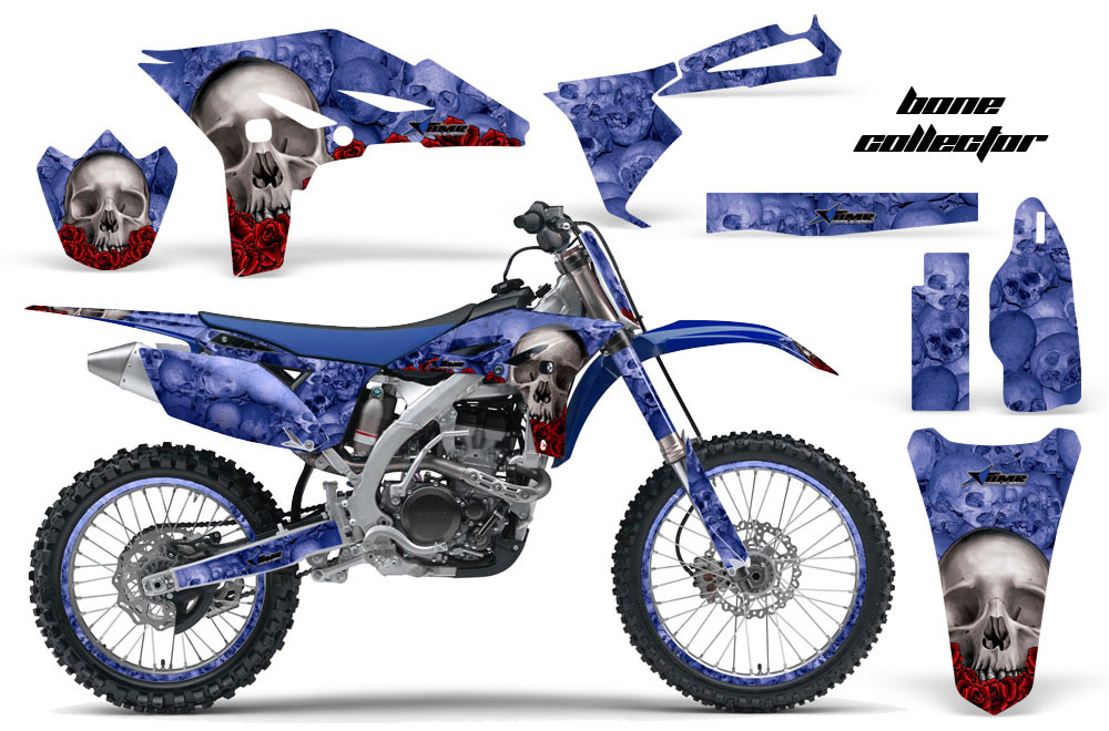 Yamaha YZ250 F 4 Stroke Dirt Bike Graphic Kit - 2010-2013 Bone Collector Blue